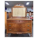 Wood Dresser with Mirror and Four Drawers