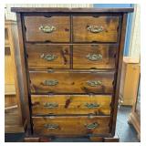 Wood Chest of Drawers with Brass Handles