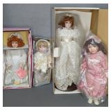Porcelain Dolls in Original Boxes (Set of 4)
