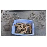 Metal Wall Art Pair and Assorted Horseshoes