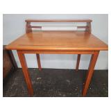 Wood writing desk with shelf and paper roll holder