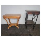 Wood Side Tables One with Chessboard Top