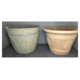 Two Ceramic Planters, 16-18" Diameter