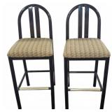 Metal Bar Stools w/ Upholstered Seats, 18x18x43.5