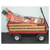 Garden Wagon with Tools and Hedge Trimmers