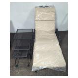 Metal Mesh Patio Chaise Lounge and Side Table