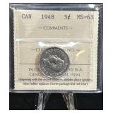 Canada 1948 Nickel, ICCS MS-63