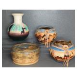 Southwestern Pottery Lot Signed Benally, Bear