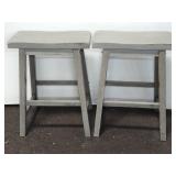 (2) Gray Wooden Stools