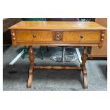Turned Wood Writing Desk with Two Drawers