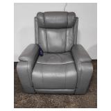 Gray Leather Power Recliner Chair
