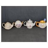 4 Assorted Decorative Teapots