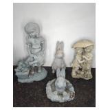 Garden Statues with Bunny and Children