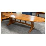 Wood Oval Coffee Table w/ Trestle Base