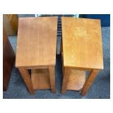 (2) Wood Side Tables, Angled Shape Tops