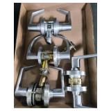Four Satin Metal Lever Door Handles