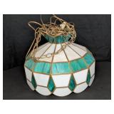 Stained glass hanging lamp with green panels