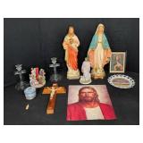 Christian Religious Figurines and Art Lot