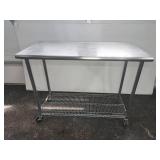 Stainless steel work table with lower wire shelf