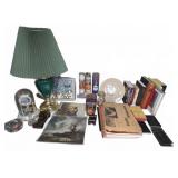 Lot: Lamp, Books, Decor, and Collectibles