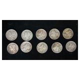 Ten Mercury Dimes