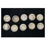 10 Mercury Dimes United States Silver Coins