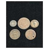 (5) Coins From the 1800