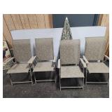 (4) Patio Chairs with Fabric Umbrella