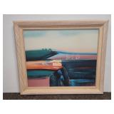 Framed Abstract Landscape on Canvas, 29x25