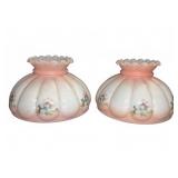 (2) Pink Ruffled Glass Lamp Shades
