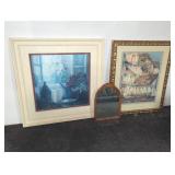 Framed Art Prints and Arched Mirror