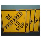 (3) Yellow Metal Road Signs