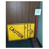 (4) Metal Road Signs, Weighted Base Reflector