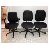 (3) Black Fabric Office Chairs