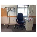 Office chair, File Cabinet, Rack, Lamp + More