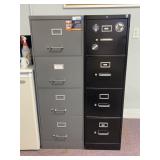Two Metal Four-Drawer Filing Cabinets