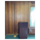Wood Podium on Casters and Flagpole Stand