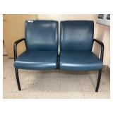 Blue Vinyl Two-Seat Waiting Room Chair