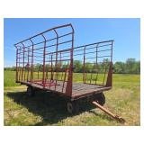 H&S Metal Basket Hay Wagon with Wood Deck