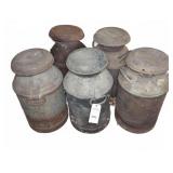 Five 24' Tall Metal Milk Cans