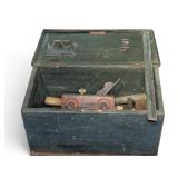 Antique Wooden Tool Chest With Vintage Hand Tools