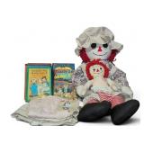 Raggedy Ann Dolls With 9 Raggedy Ann Books Lot