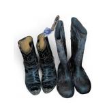 2 Pairs Black Boots: Texas Size 10.5D & Itasca 13
