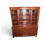 Wood China Hutch With Mesh Doors and Shelves