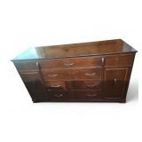 Wooden Dresser With Drawers and Side Cabinets
