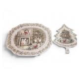 Johnson Bros England Merry Christmas Platters Set