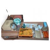 Vintage Jewelry Box and Costume Jewelry Lot