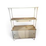 Mid-Century Wood Sideboard With Hutch Shelves