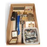 Belt Buckles Watches Medals And Clock Lot