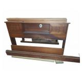 Wooden Full Size Bed Frame with Sliding Doors
